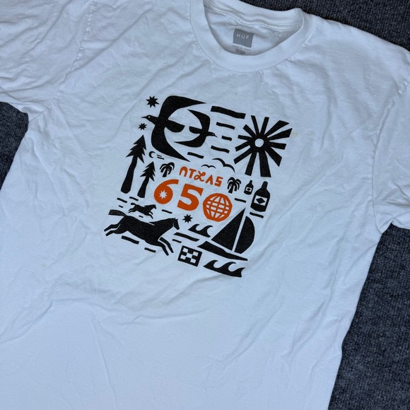 Atlas X HUF Other - Atlas X HUF Area Code T-Shirt White Orange Black Atlas Collaboration Size Large